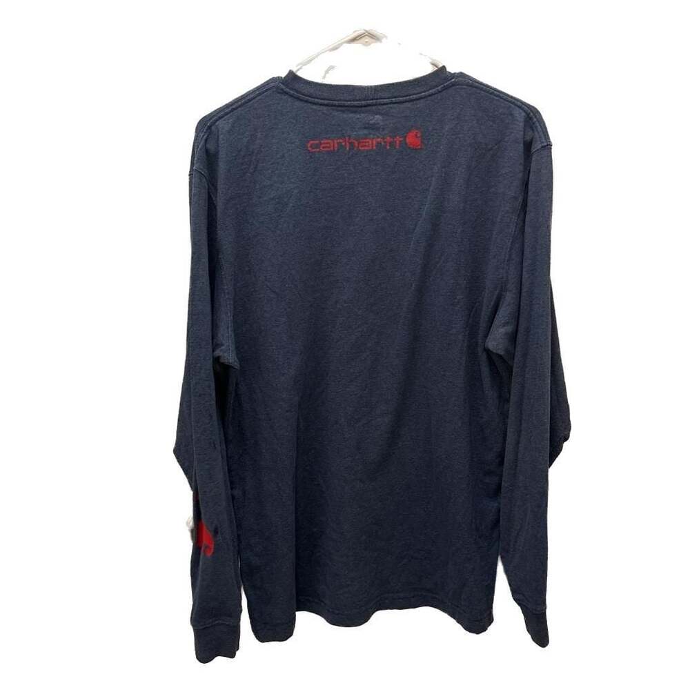 Vintage Y2K‎ Carhartt Mens Faded Spell Out Long Sleeve T-Shirt Heather Blue - Picture 4 of 4